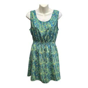 Ali & Kris Size Large Tropical Exotic Vacation Peacock Dress